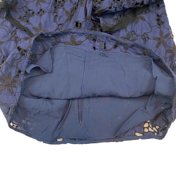 Rebecca Taylor Adriana Embroidered Ruffle Blue Blueberry Eyelet 6 - Picture 5 of 6